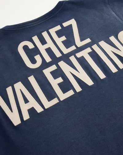 Valentino Panther Graphic Print Crew Neck T-shirt In Blue