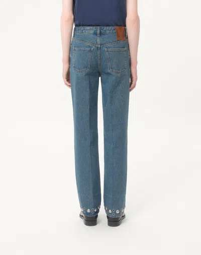 Valentino Five-pocket Denim Trousers Featuring Button Embellishments In Blue