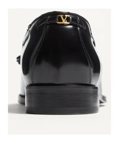 Valentino Bowshire Loafers In Black Glossy Calfskin In Black