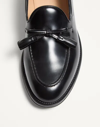 Valentino Bowshire Loafers In Black Glossy Calfskin In Black