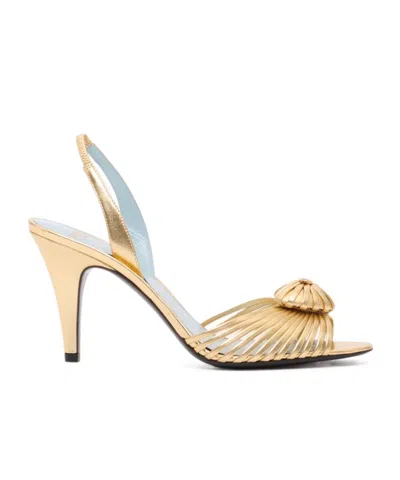 Valentino Garavani Valentino Royal Heart 65 Leather Slingback Sandal In Gold