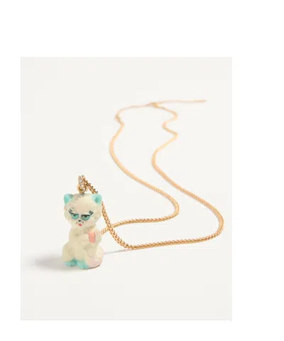Valentino Garavani Multicolor Nylon And Metal Le Chat De La Maison Necklace In Gold