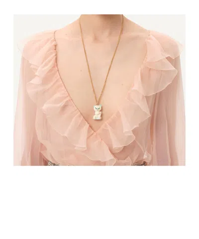 Valentino Garavani Multicolor Nylon And Metal Le Chat De La Maison Necklace In Gold