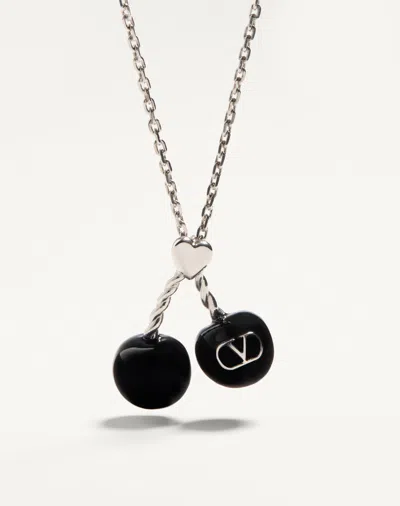 Valentino Garavani Garavani Chez Necklace In Metal And Enamel In Palladium