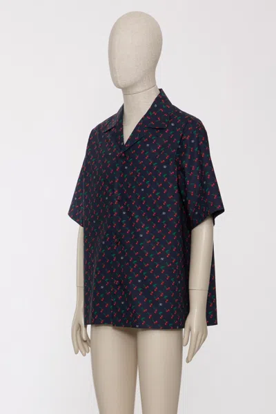 Valentino Garavani Bowling Shirt With Cherryfic Print In Black