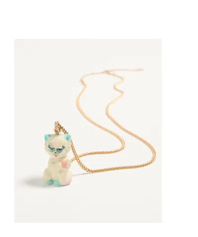 Valentino Garavani Multicolor Nylon And Metal Le Chat De La Maison Necklace In Gold
