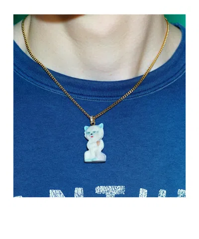 Valentino Garavani Multicolor Nylon And Metal Le Chat De La Maison Necklace In Gold