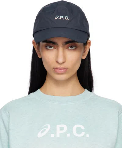 Apc Navy Asics Edition Charlie Baseball Cap In Iak Dark Navy