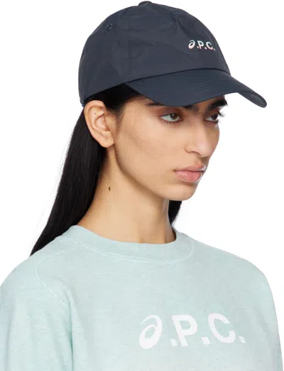 Apc Navy Asics Edition Charlie Baseball Cap In Iak Dark Navy