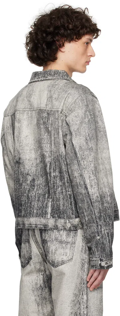 Camperlab Gray Paint Print Denim Jacket In Faded Black