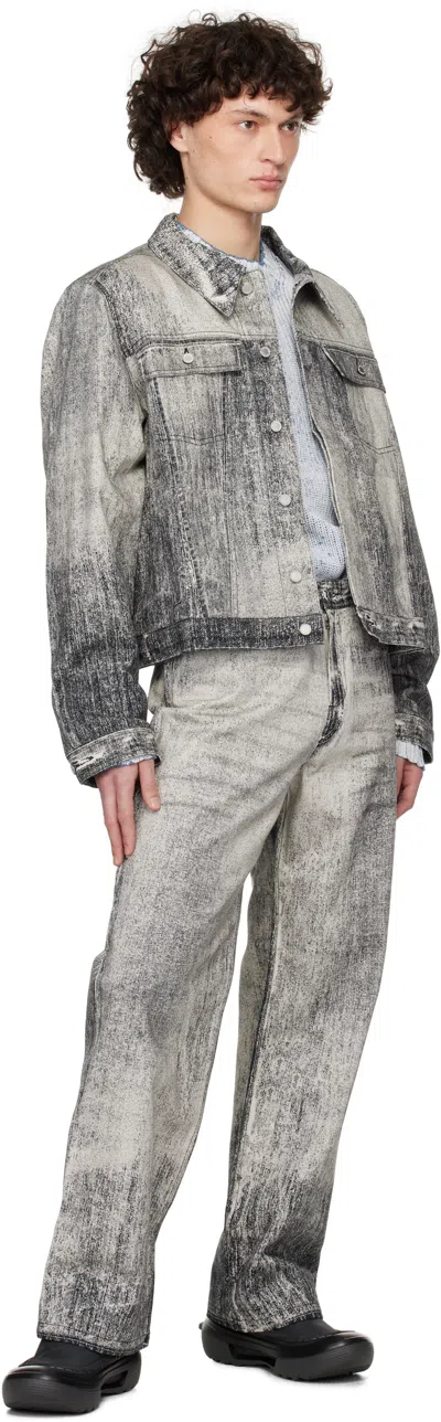 Camperlab Gray Paint Print Denim Jacket In Faded Black