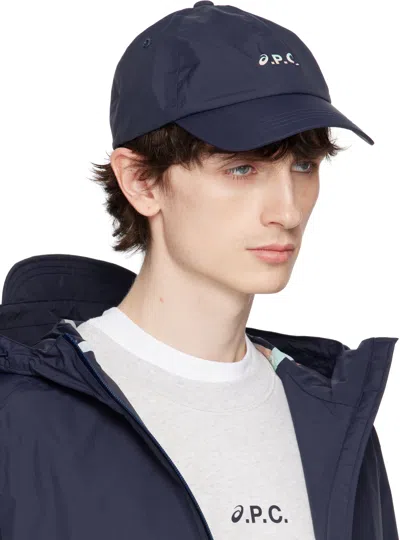 Apc Navy Asics Edition Charlie Baseball Cap In Iak Dark Navy