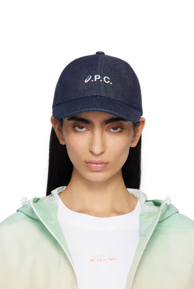 Apc Indigo Asics Edition Charlie Baseball Cap In Iai Indigo