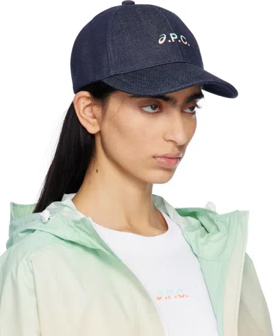 Apc Indigo Asics Edition Charlie Baseball Cap In Iai Indigo