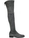 Stuart Weitzman Suede Lowland Thigh High Boots In Slate