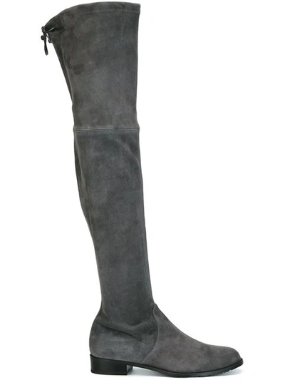 Stuart Weitzman Suede Lowland Thigh High Boots In Grey