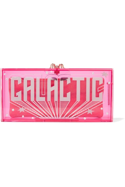 Charlotte Olympia Woman Galactic Penelope Embellished Perspex Clutch Bright Pink