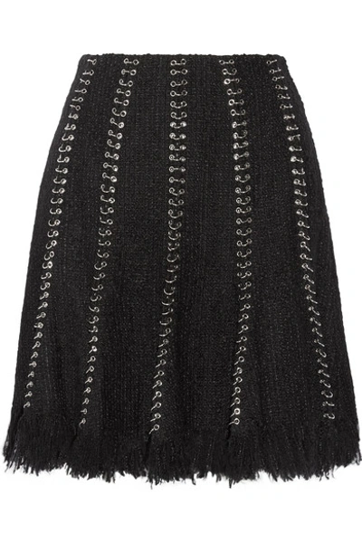 Shop Alexander Wang Embellished Frayed Tweed Skirt