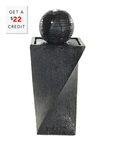 Sunnydaze Black Ball Solar Fountain With Battery Backup And Led Light With $22 Credit In Black