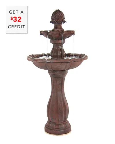 Sunnydaze 2-tier Pineapple Solar Fountain With Battery Backup With $32 Credit In Brown