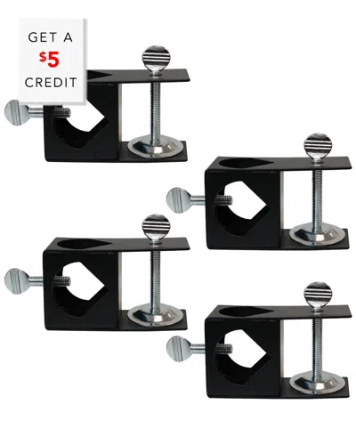 Sunnydaze Outdoor Easy-to-install Metal Patio Balcony Deck Railing Torch Lantern Light Clamp Set - 4pk In Black