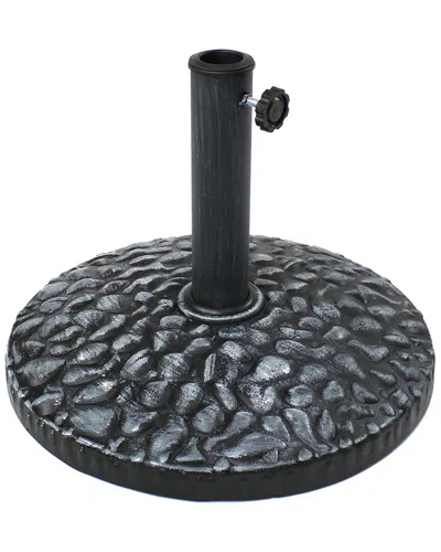 Sunnydaze Patio Umbrella Base Resin With Pebble Texture In Grey