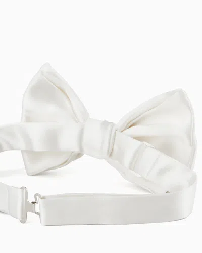 Giorgio Armani Large, Pure Silk Knotted Bow Tie In White