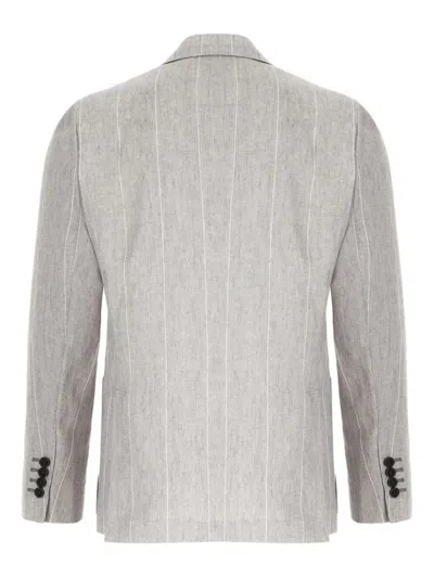 Colamarino Linen Single-breasted Suit In Grey