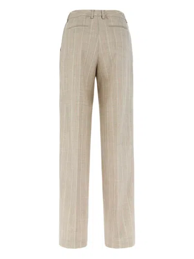 Pt Torino Wool Pants With Embroidered Pleats And Pockets In Neutral