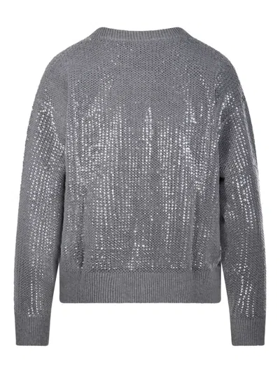 P.a.r.o.s.h Parosh Shimmering Sequin-embellished Cardigan With Relaxed Fit In Grey