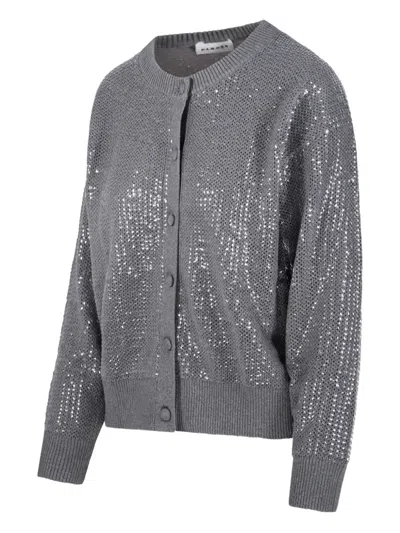 P.a.r.o.s.h Parosh Shimmering Sequin-embellished Cardigan With Relaxed Fit In Grey