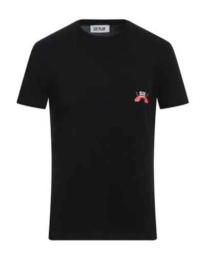 Ice Play Man T-shirt Black Size L Cotton, Elastane In Black