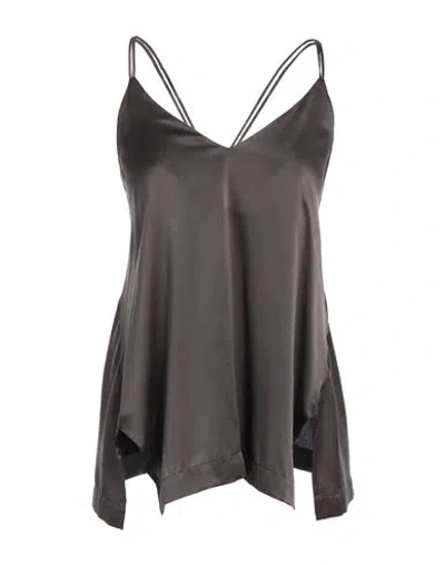 Alysi Silk Top In Brown