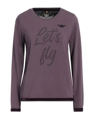 Aeronautica Militare Woman T-shirt Purple Size S Cotton, Elastane In Purple