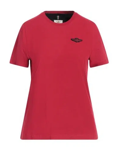 Aeronautica Militare Cristiano Di Thiene Woman T-shirt Red Size Xl Cotton, Elastane In Red