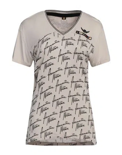 Aeronautica Militare Woman T-shirt Beige Size L Viscose In Beige