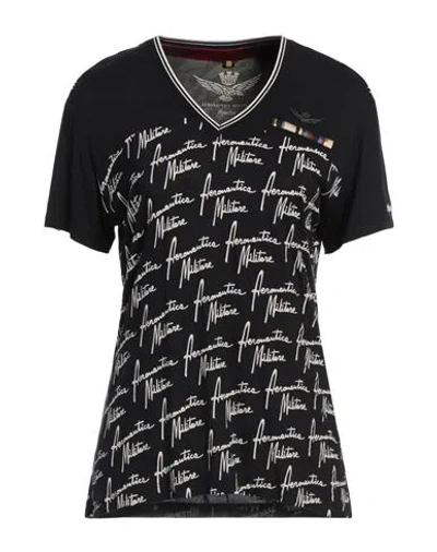 Aeronautica Militare Woman T-shirt Midnight Blue Size M Viscose In Blue