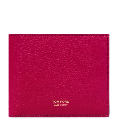 Tom Ford Leather T-line Classic Bifold Wallet In Pink