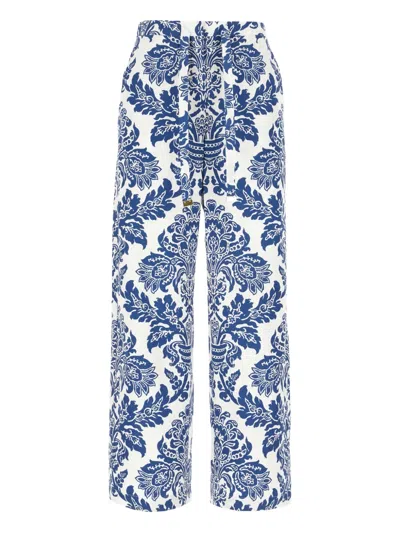 S Max Mara Trousers Cotton All-over Print In 蓝色