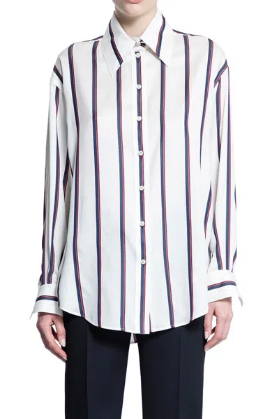 Alexander Mcqueen Alexander Mc Queen Ivory Navy Burgundy Striped Shirt In White