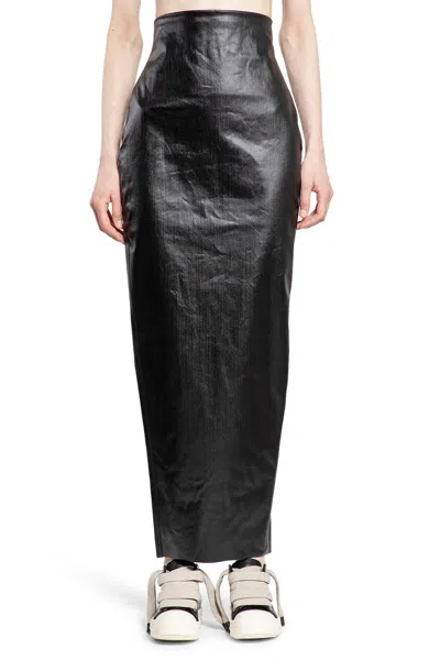 Rick Owens Black Al Pillar Maxi Skirt In Black