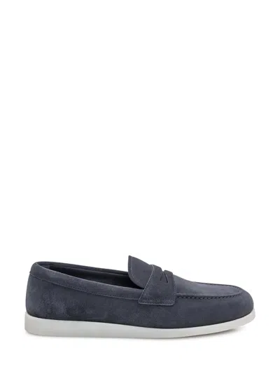 Church's Blue Suede Saddle Loafers In Blue