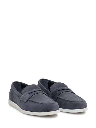 Church's Blue Suede Saddle Loafers In Blue