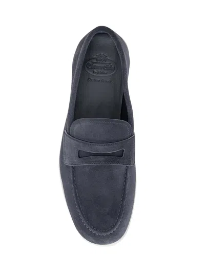 Church's Blue Suede Saddle Loafers In Blue