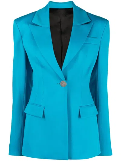 Attico Single-breasted Wool Blazer In Blue
