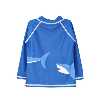 Flap Happy Sustainably Made Upf 50+ Kids' Graphic Rash Guard Swim Top In Shark Cyclone
