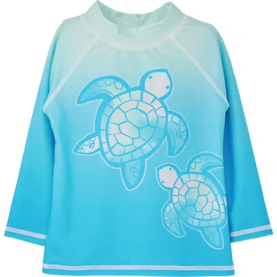 Flap Happy Sustainably Made Upf 50+ Kids' Graphic Rash Guard Swim Top In Coco Beach Turtles