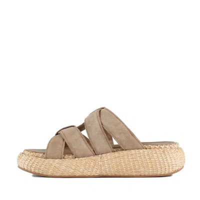 Ash High Suede And Raffia Slipper In Brown