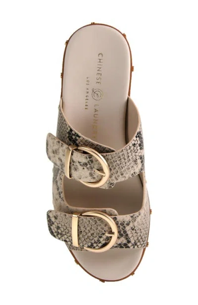 Chinese Laundry Surf's Up Platform Slide Sandal In Cream Multi