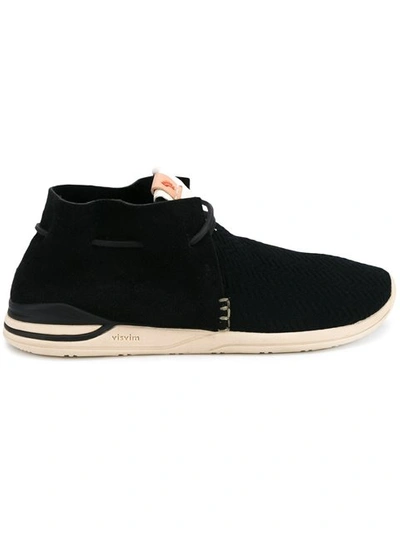 Visvim Huron Leather-trimmed Mesh And Suede Sneakers In Black